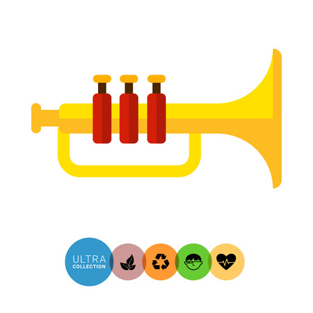 Multicolored vector icon of classic shiny trumpetのイラスト素材