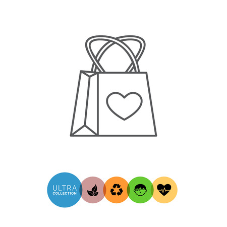 Icon of shopping bag with heart pictureのイラスト素材