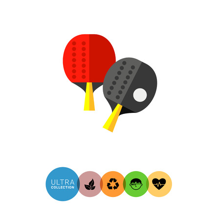 Multicolored flat icon of two table tennis rackets with ballのイラスト素材