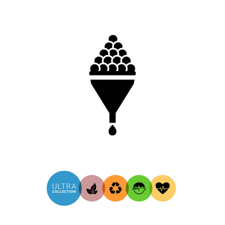 Vector icon of wine making sign depicting grape in funnel and wine dropのイラスト素材