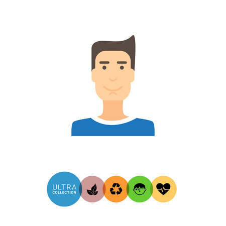 Male character icon, portrait of smiling young manのイラスト素材