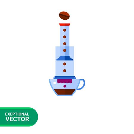 Icon of AeroPress coffeemaker, device for making coffee, and glass cupのイラスト素材
