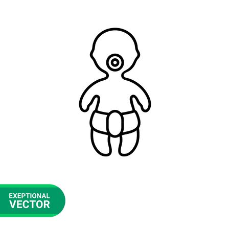 Icon of baby silhouette wearing diaper, with pacifier in mouthのイラスト素材