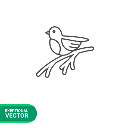 Icon of bullfinch sitting on tree branchのイラスト素材