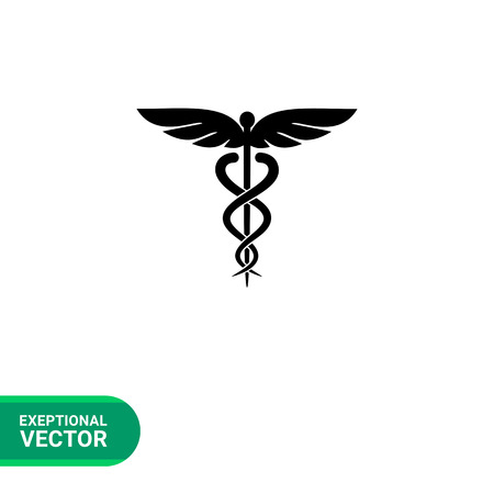 Caduceus simple icon. Vector illustration of symbol of medicineのイラスト素材
