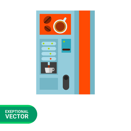 Icon of blue coffee vending machine decorated with cup and grainsのイラスト素材