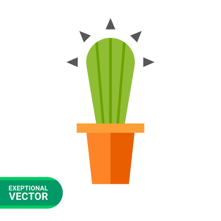 Multicolored vector icon of cactus in flower potのイラスト素材