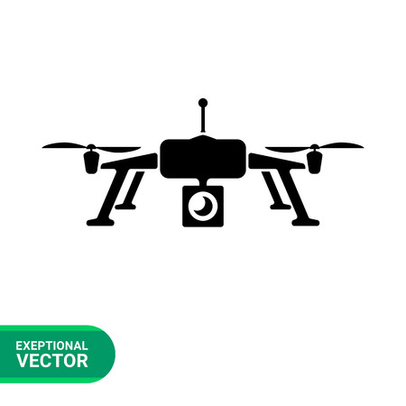 Drone flat icon. Vector minimalistic illustration of drone with cameraのイラスト素材