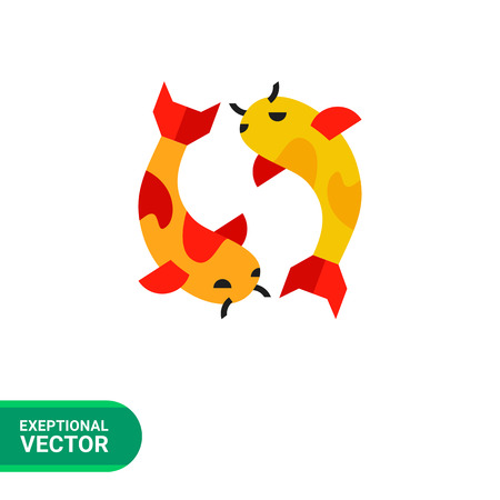 Image of pair of Japanese koi carps swimming circle-wiseのイラスト素材