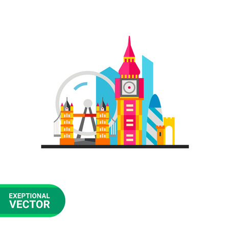 London icon. Multicolored vector illustration of London attractionsのイラスト素材