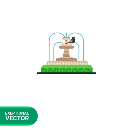 Vector icon of park fountain with water streamsのイラスト素材