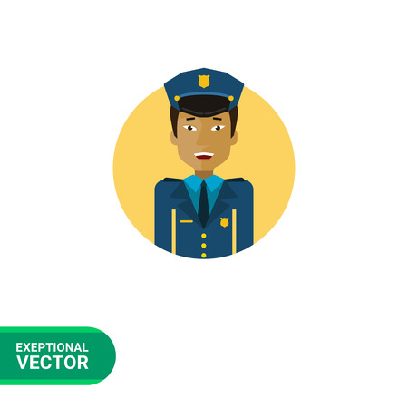 Male character, portrait of young Asian policemanのイラスト素材