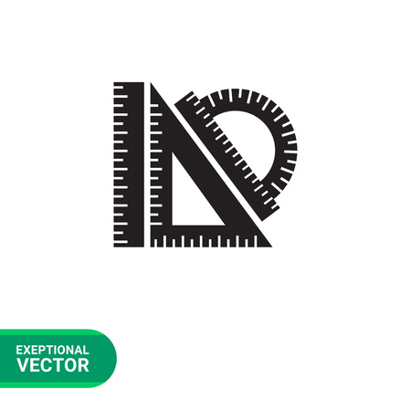 Vector icon of protractor ruler, set square, rulerのイラスト素材