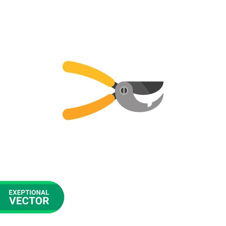 Multicolored vector icon of secateurs with yellow handlesのイラスト素材