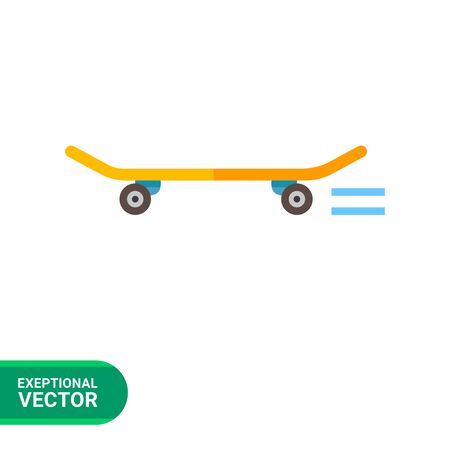 Multicolored flat icon of running wooden skateboardのイラスト素材