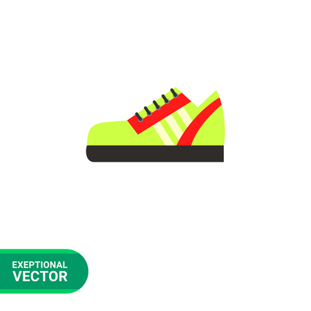 Multicolored flat icon of one green sport shoe with red stripsのイラスト素材