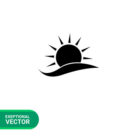 Sun and wave flat icon. Vector illustration of shining sun and sea waveのイラスト素材