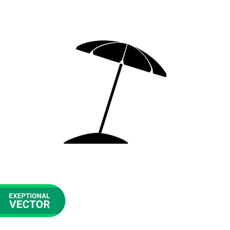 Monochrome vector icon of sun umbrella on beachのイラスト素材