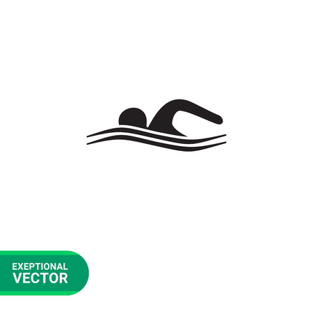 Swimming simple icon. Vector illustration of swimming man silhouetteのイラスト素材