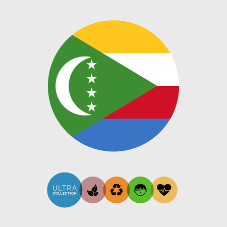 Set of vector icons with flag of the Union of the Comorosのイラスト素材