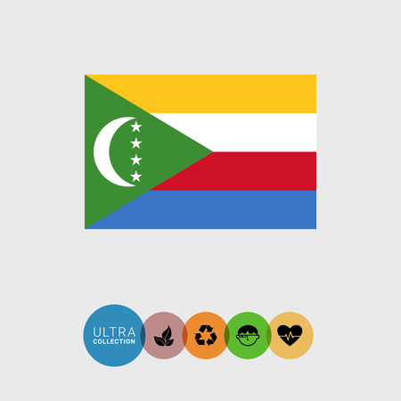 Set of vector icons with flag of the Union of the Comorosのイラスト素材