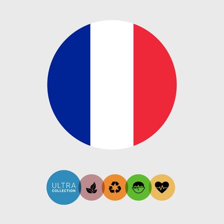 Set of vector icons with France flagのイラスト素材