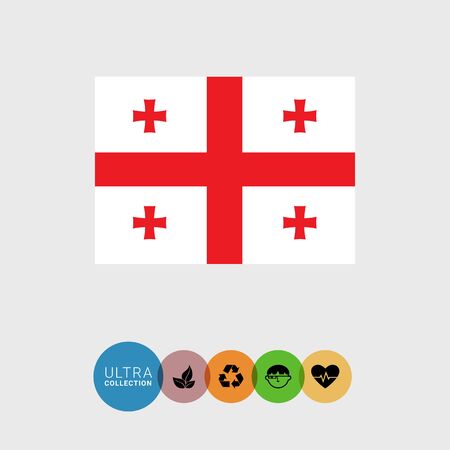 Set of vector icons with Georgia flagのイラスト素材