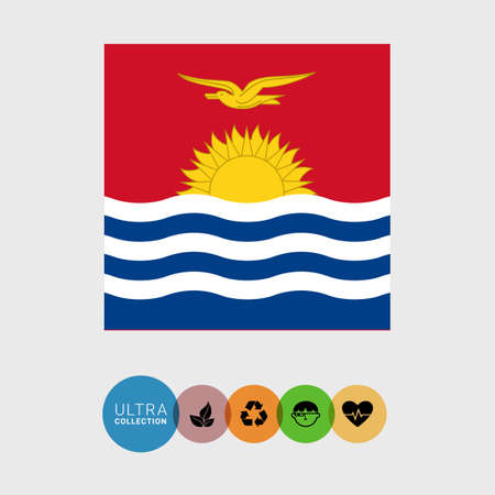 Set of vector icons with Kiribati flagのイラスト素材