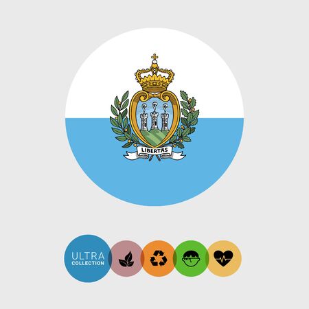 Set of vector icons with San Marino flagのイラスト素材