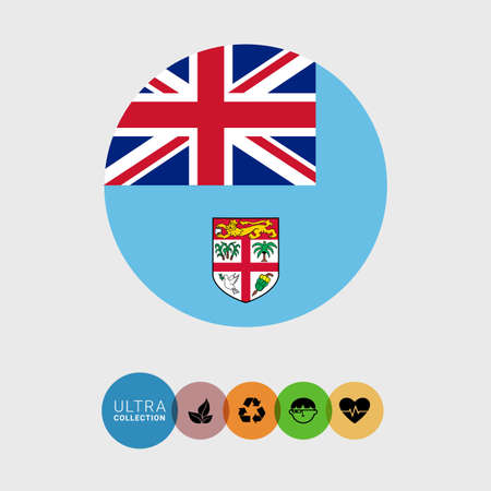 Set of vector icons with Fiji flagのイラスト素材