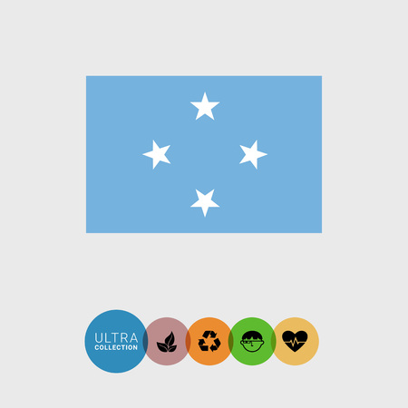 Set of vector icons with flag of the Federated States of Micronesiaのイラスト素材