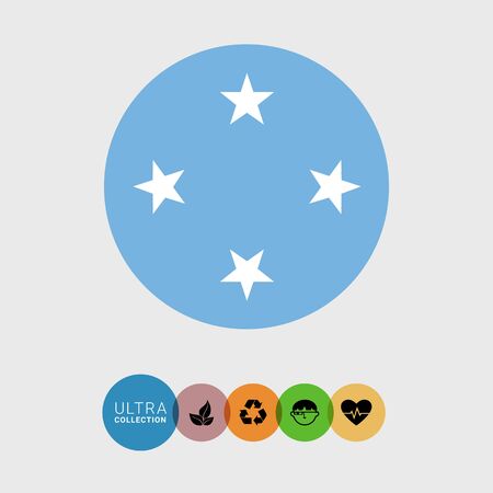 Set of vector icons with flag of the Federated States of Micronesiaのイラスト素材
