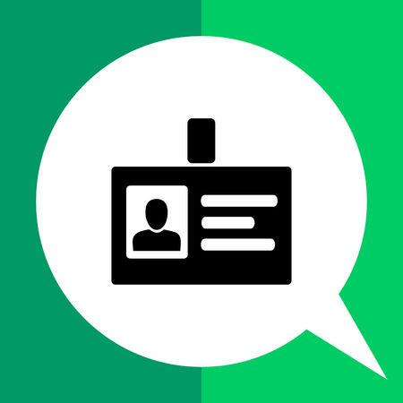 Monochrome vector icon of badge with photo, text and clipのイラスト素材