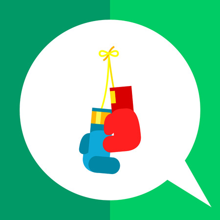Multicolored flat icon of hanging red and blue boxing glovesのイラスト素材