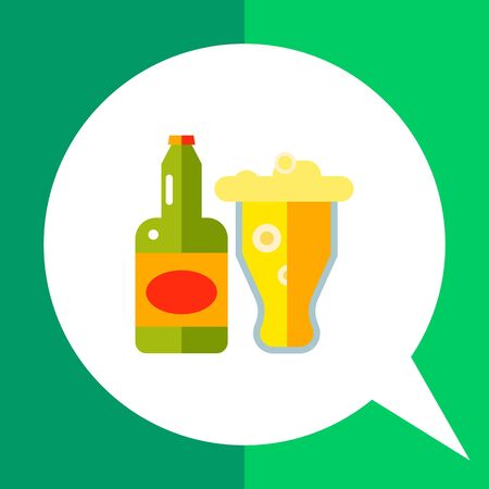 Multicolored vector icon of bottle and glass of beerのイラスト素材