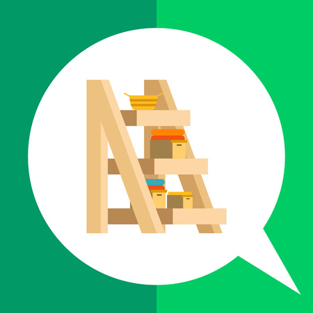 Multicolored vector icon of bowl and boxes on shelvesのイラスト素材