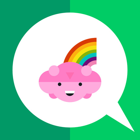 Multicolored vector icon of smiling cloud with rainbowのイラスト素材