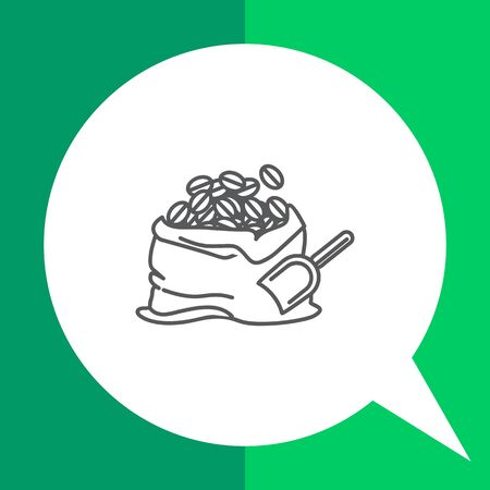 Icon of bag full of coffee beans with scoopのイラスト素材