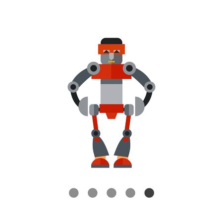 Big humanoid robot. Funny, futuristic, intelligence. Robot concept. Can be used for topics like technology, electronics, mechanics.のイラスト素材