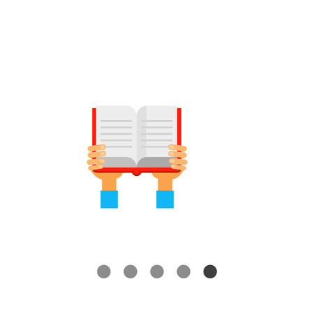 Multicolored vector icon of open book being held in hands, text viewのイラスト素材