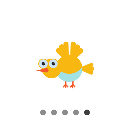 Vector icon of flying yellow cartoon birdのイラスト素材