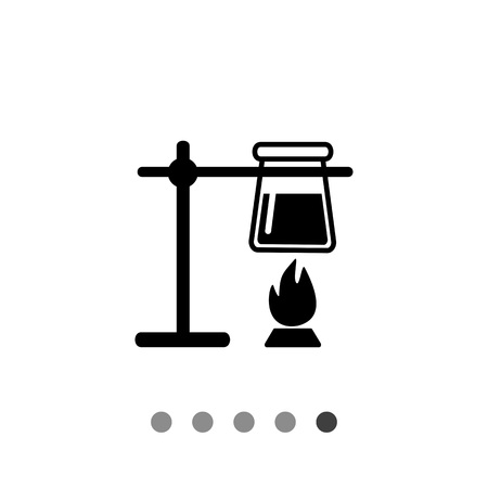 Monochrome vector icon of burner with flask representing chemistry conceptのイラスト素材