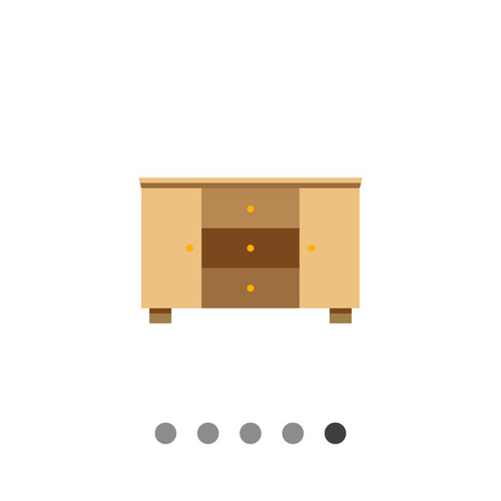 Multicolored vector icon of wooden chest of three drawersのイラスト素材