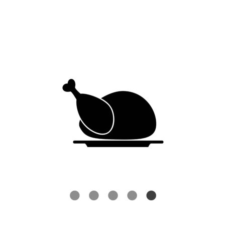 Monochrome vector icon of cooked chicken trunk on plateのイラスト素材
