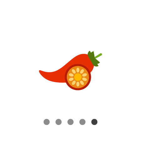 Vector icon of red chili pepper pod and cut pepper halfのイラスト素材