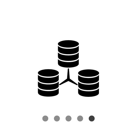 Vector icon of three connected stacks of discs representing database conceptのイラスト素材