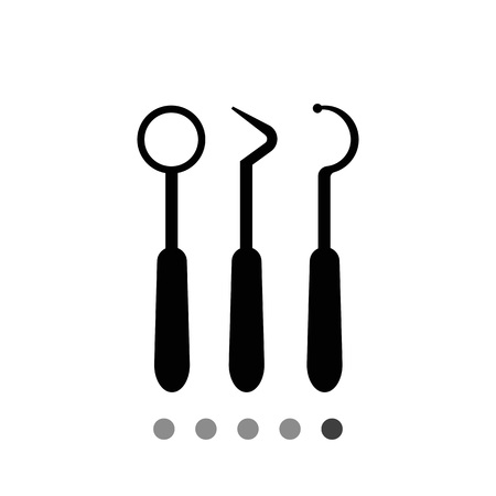 Vector icon of various dental instruments silhouetteのイラスト素材