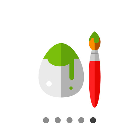 Icon of white Easter egg painted in green with brush dipped in paintのイラスト素材