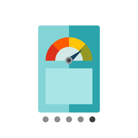 Multicolored vector icon of gauge device with arrow and multicolored scaleのイラスト素材