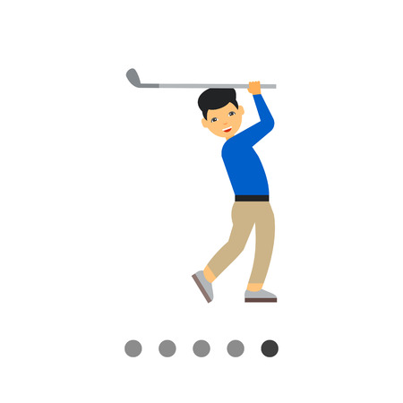 Golf player swinging. Aiming, leisure, competition. Golf concept. Can be used for topics like golf, sport, games.のイラスト素材